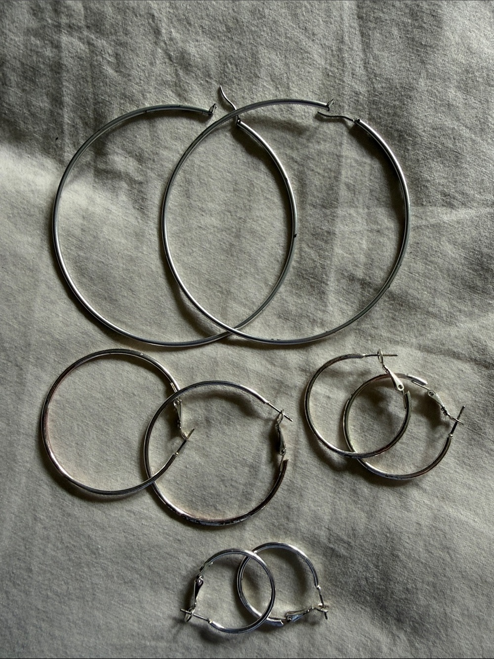 Polished Silver Hoop Earrings Set - Multi Size Pack